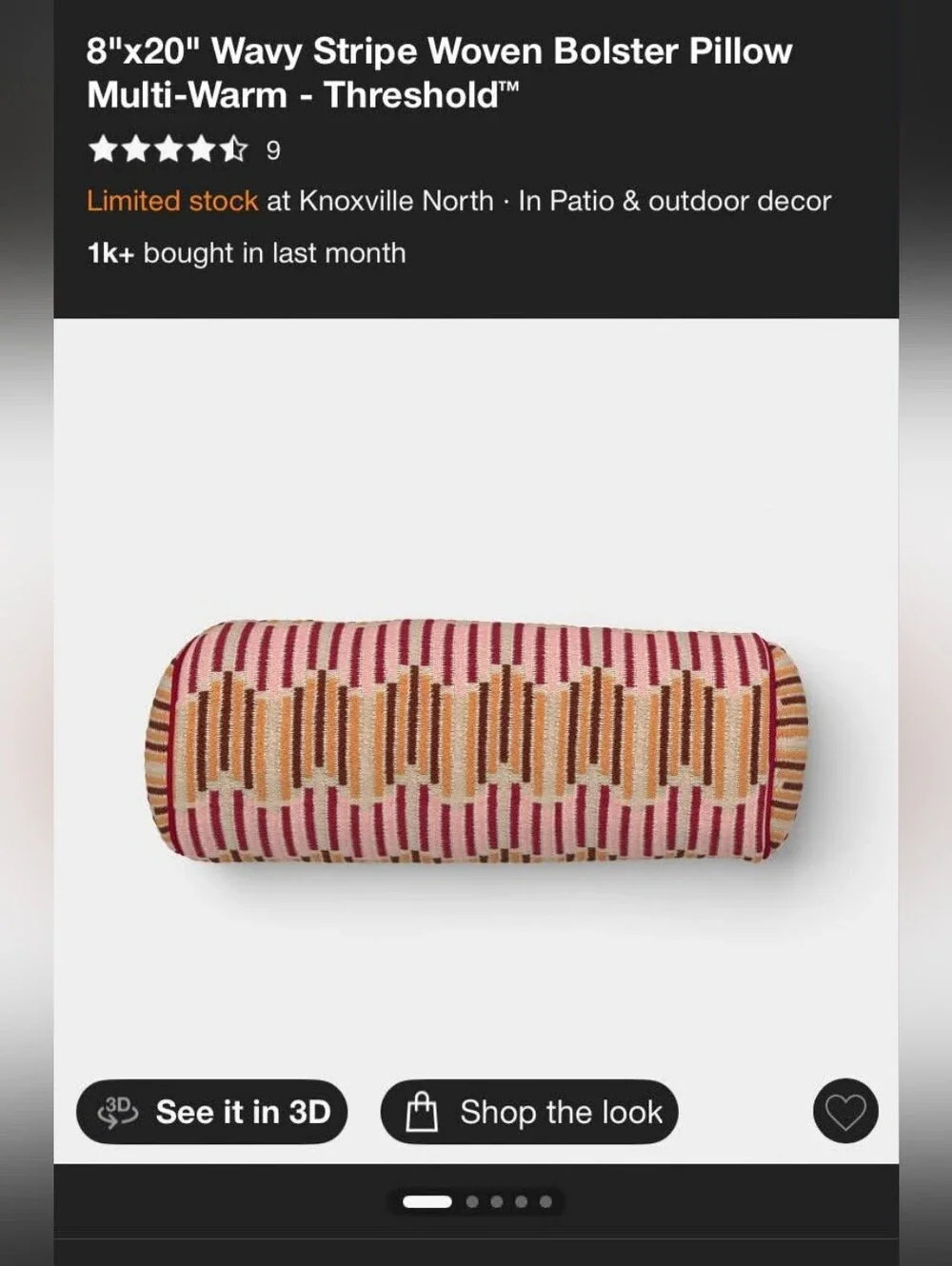 Get 2 Threshold Multi-Warm Cylindrical Decorative Pillow - Pink & Gold